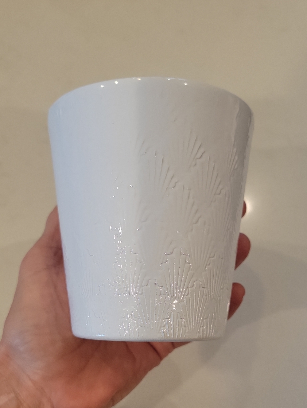 Vintage White Textured Made In Germany Ceramic Planter/ Flower Pot